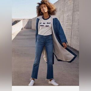 Cali Demi-Boot Jeans: Destructed-Hem Edition in Haywood wash size 26